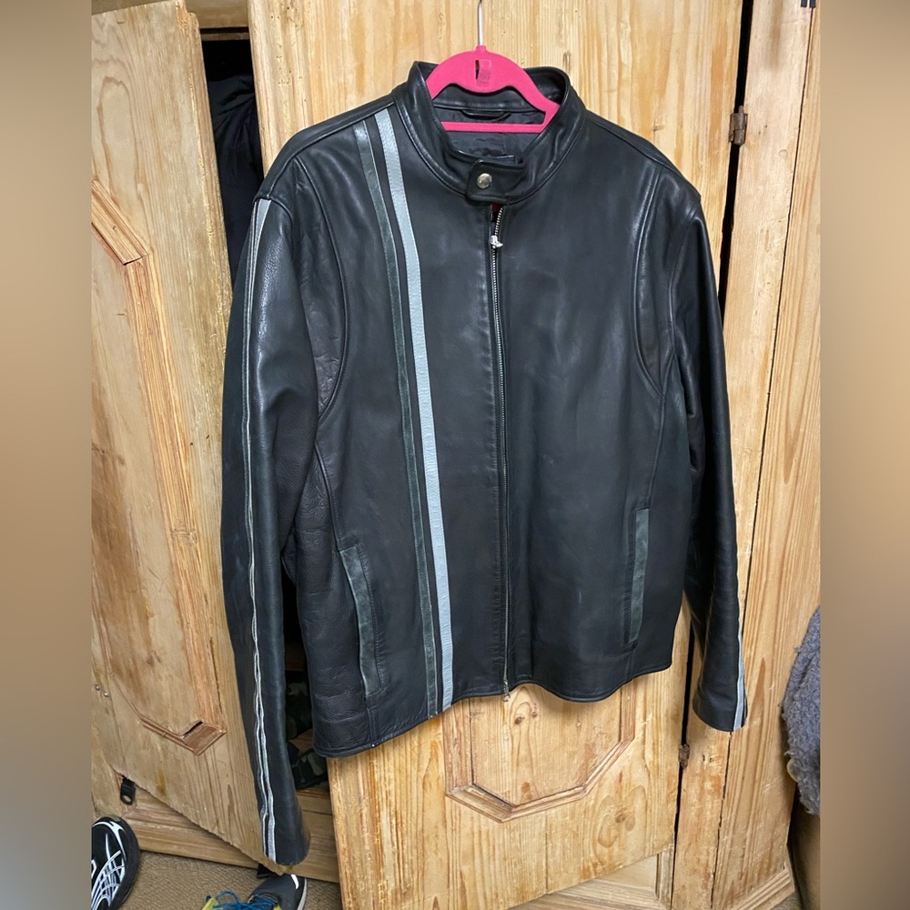 MINI Cooper BMW car black Leather motorcycle Cafe Racer Jacket L